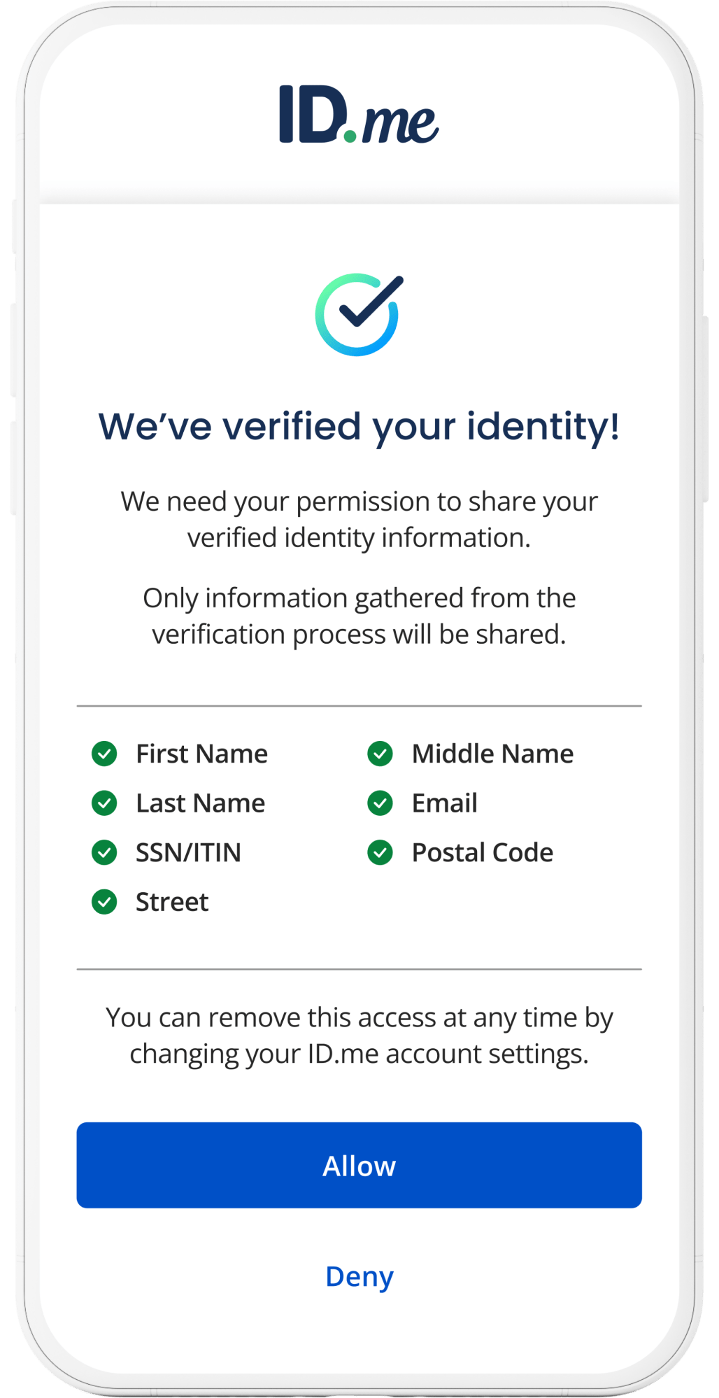 Identify Verification Experience